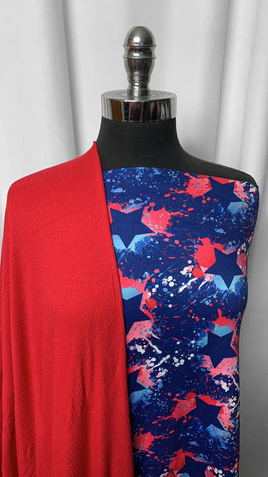 RED/STAR SPLATTER BUNDLE : 2YD Star/Splatter DBP & 2YD Red R/S Rib : A24967