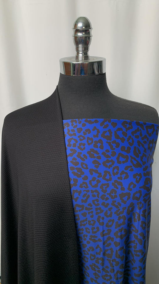 BLUE LEOPARD BUNDLE : 2YD Blue Leopard Yoga PF & 2YD Black PF Mesh : A1488