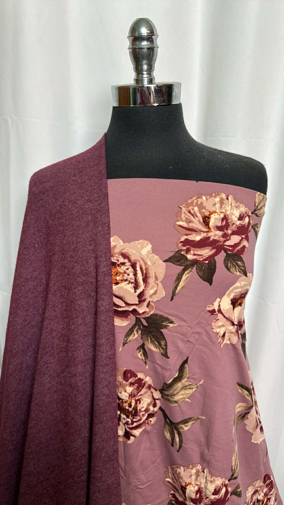 MAUVE FLORAL BUNDLE : 2YD Mauve Floral DBP & 2.5YD Brushed Hacci SK : A29430