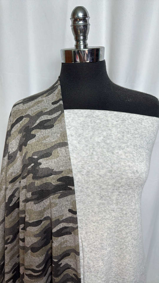 LIGHT GREY/CAMO BUNDLE : 2YD Light Grey Extra-Brushed PRS FT & 2YD Camo Brushed Hacci SK : A29247
