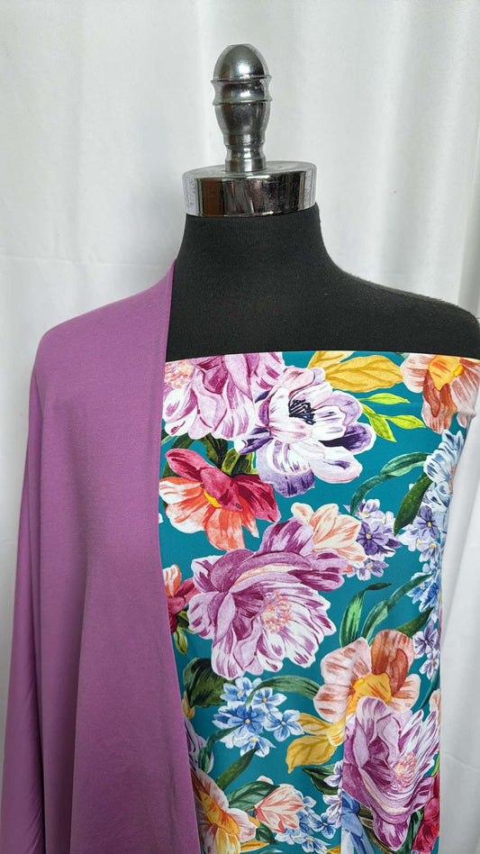 IRISH HEATHER/FLORAL BUNDLE : 1YD Floral N/S & 1.5YD Irish Heather Peached PF : A27347