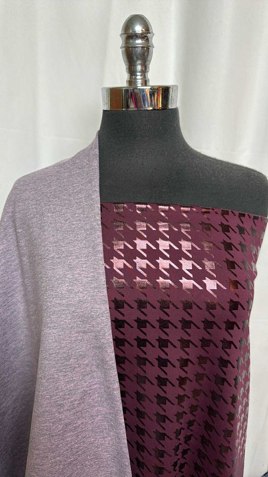 BURGUNDY HERRINBONE BUNDLE : 1YD Peached PF & 2YD Burgundy Herringbone Foil PF : A29091