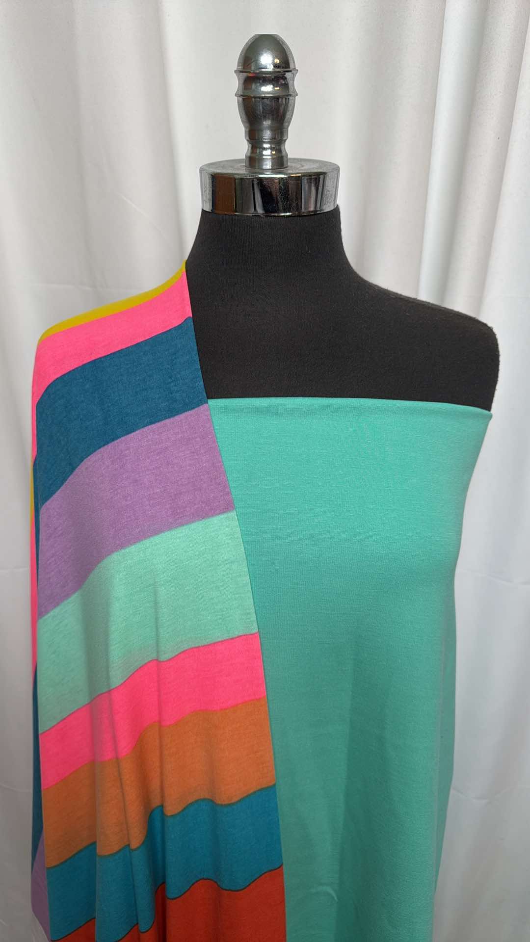 MINT/WIDE STRIPE BUNDLE : 2YD Mint Nylon Ponte & 2YD Wide Stripe Spun Poly : A26352