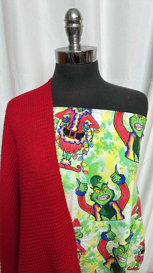 RED WAFFLE/GRINCH BUNDLE : 1YD Grinch C/S & 1YD Red Pucker Waffle : A28338