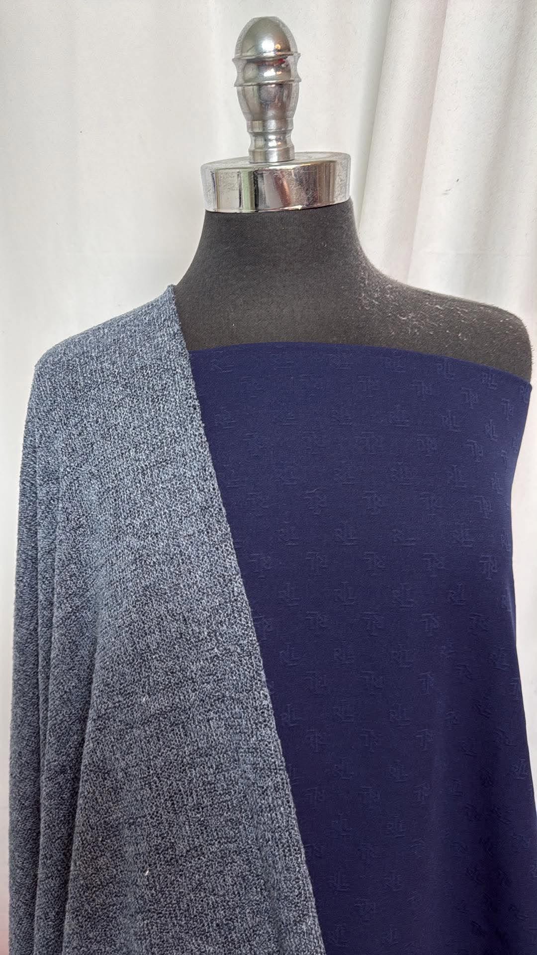 NAVY DESIGNER BUNDLE : 2YD Navy Designer (RL) Jacquard PF & 2YD Loose Sweater : A30986
