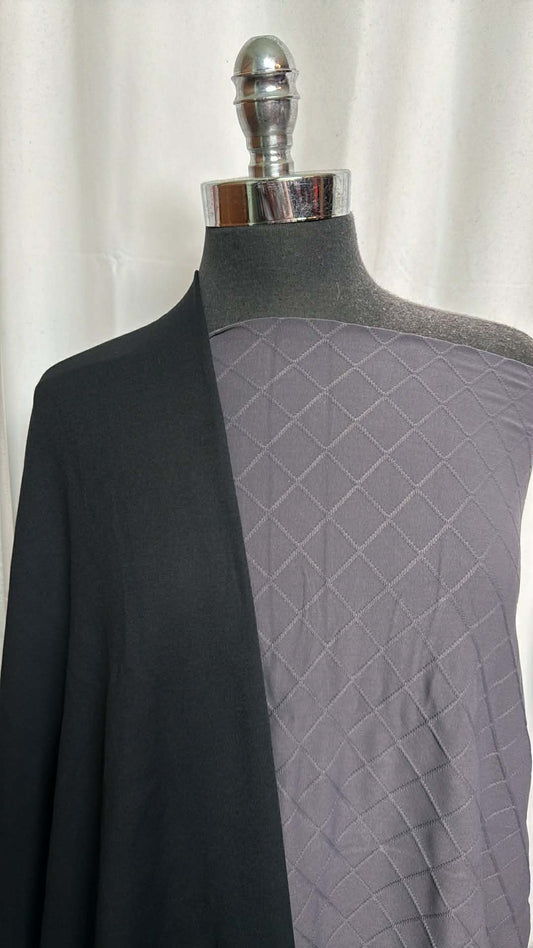 BLACK/CHARCOAL QUILTED BUNDLE : 2YD Black Heavy Brushed PF & 2YD Charcoal Faux-Quilted PF : A29845