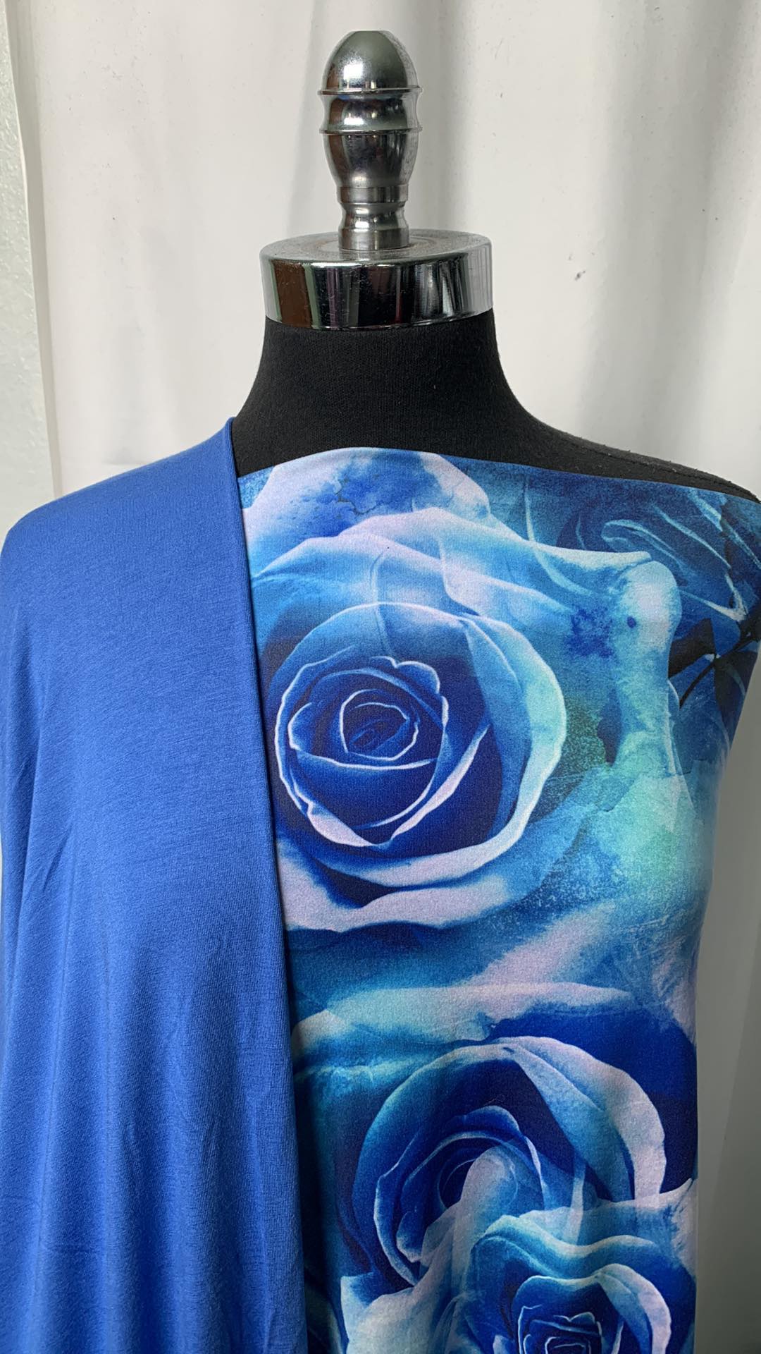 BLUE ROSES BUNDLE : 1YD Blue Roses DBP & 2YD Dark Denim Bamboo Jersey : A1627