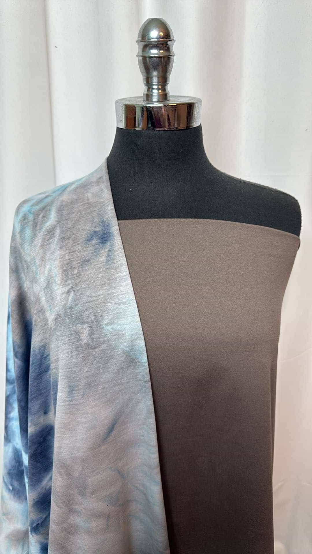 COCOA BROWN/TIE DYE BUNDLE : 1YD Cocoa Brown Peached PF & 1.5YD Navy/Grey Tie Dye PRS FT : A26930
