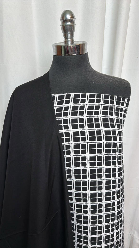 BLACK/WINDOW PLAID BUNDLE : 1YD Window Plaid PWD (100% Poly) & 2YD Black C/P Woven : A30122