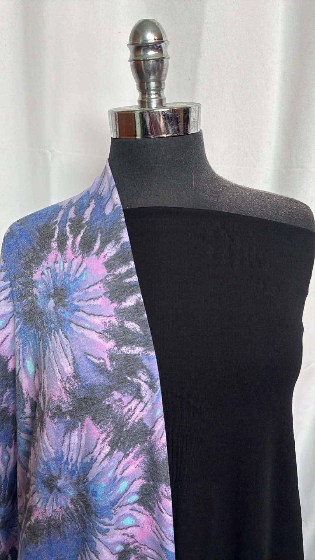 BLACK/PURPLE-BLUE TIE DYE BUNDLE : 2YD Black C/S Rib & 2YD Purple/Blue Tie Dye PRS FT : A29893