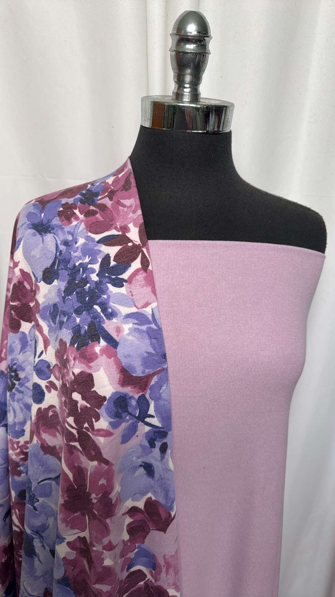 LAVENDER/FLORAL BUNDLE : 2YD Lavender Brushed Sweater (Very Soft!) & 2YD Floral PRS FT : A26663
