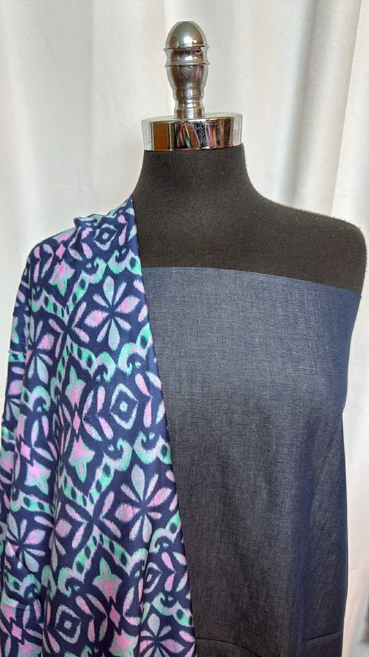 DENIM/SILK BUNDLE : 3YD Light-Weight Denim & 2YD Silk/Cotton Woven : A28760