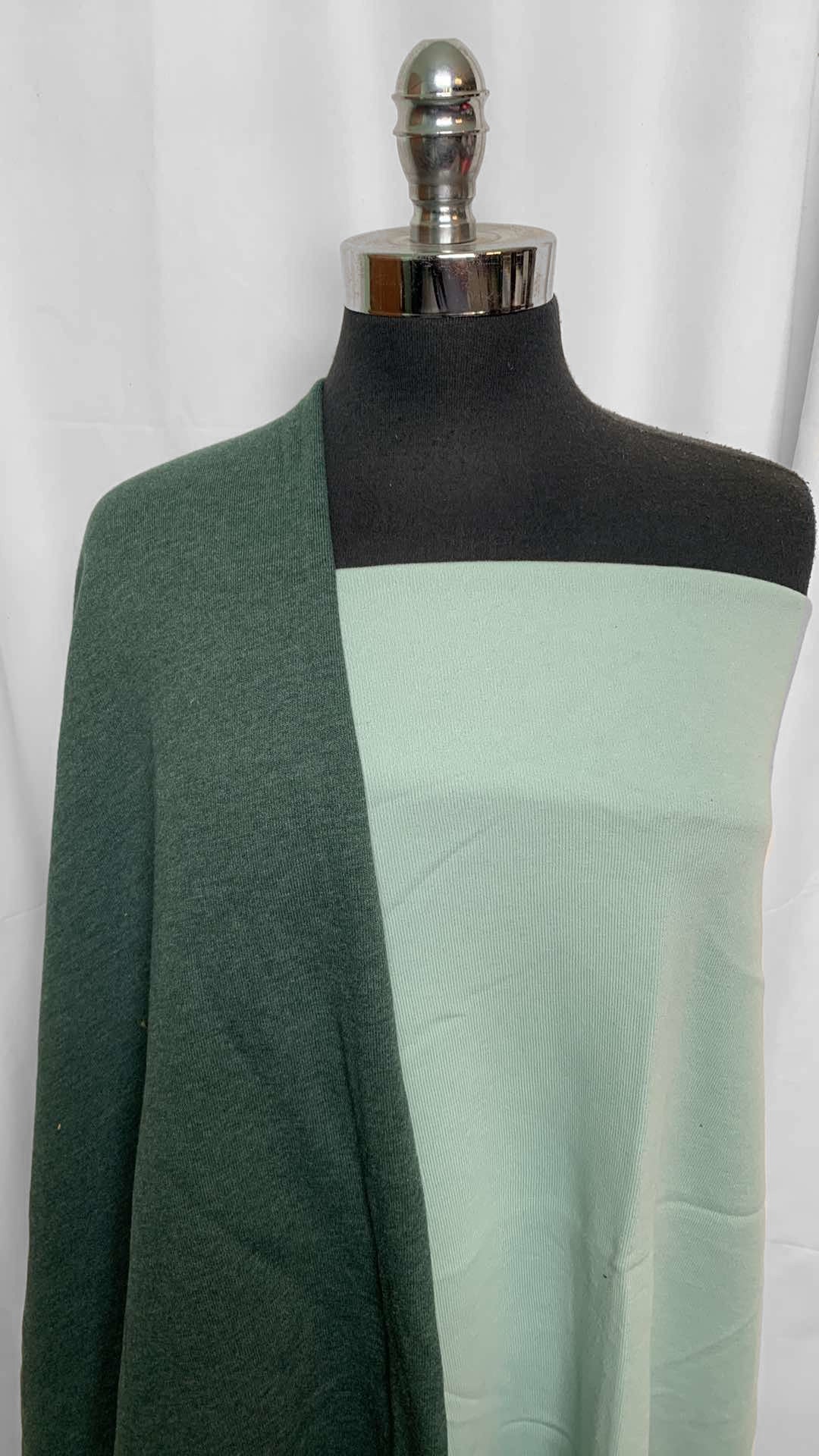 MINT/HUNTER BUNDLE : 1YD Mint 72" Wide Sweatshirt Fleece (Flaw..see descr.)  & 1YD Heather Hunter 72" Wide Sweatshirt Fleece : A25995