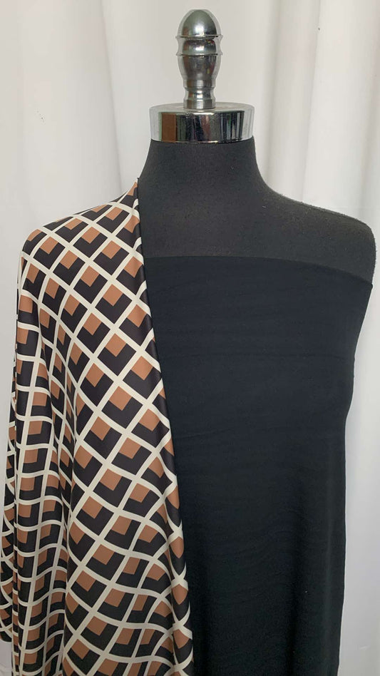BLACK/GEO BUNDLE : 2YD Black "Special Purchase" Peached-Face PF & 1.5YD Geo PF : A25854