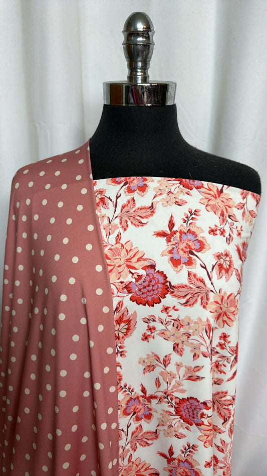 FLORAL/POLKA DOT BUNDLE : 2YD Floral N/S Swim & 2YD Polka Dot N/S Swim : A29559