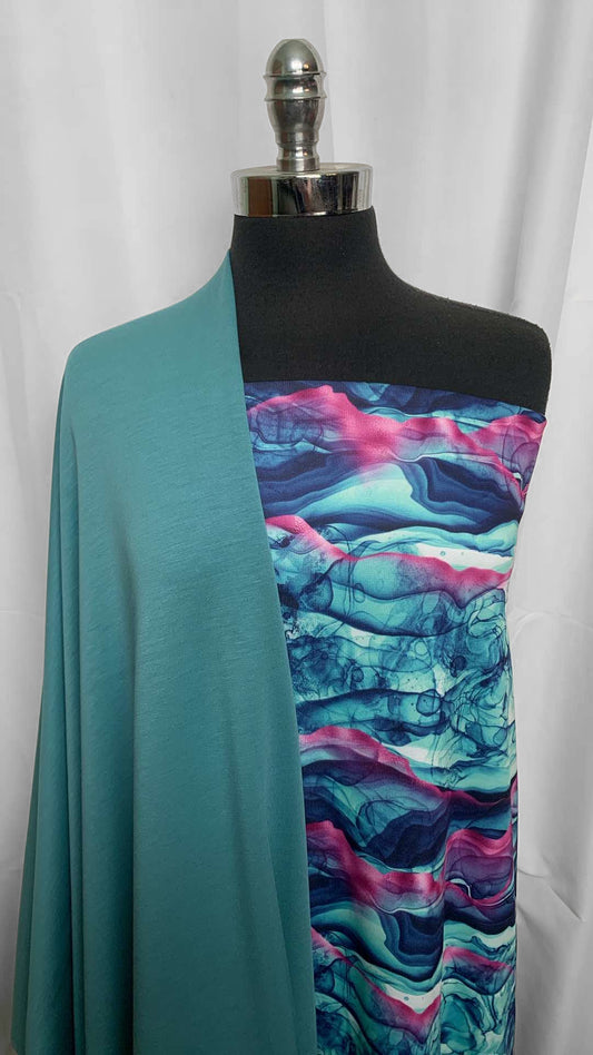 JADE/AQUA GEODE BUNDLE : 2YD Aqua Geode Sport Fleece & 2YD Jade Cupro Scuba : A26030
