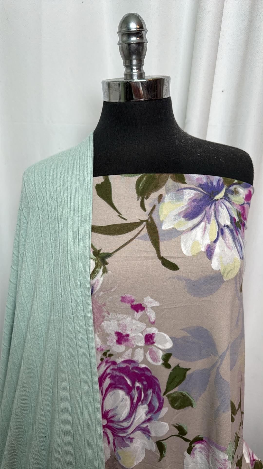 MINT RIB/FLORAL BUNDLE : 2YD Floral DBP & 2YD Mint Wide-Rib SK : A31046