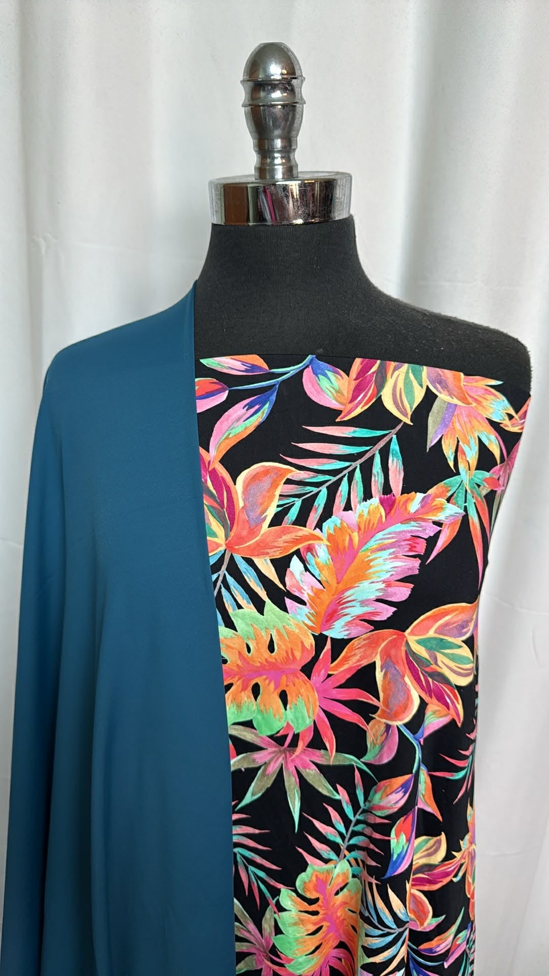 BLUE TEAL/TROPICAL BUNDLE : 2YD Black Tropical Designer N/S & 2YD Blue Teal N/S Swim : A29382