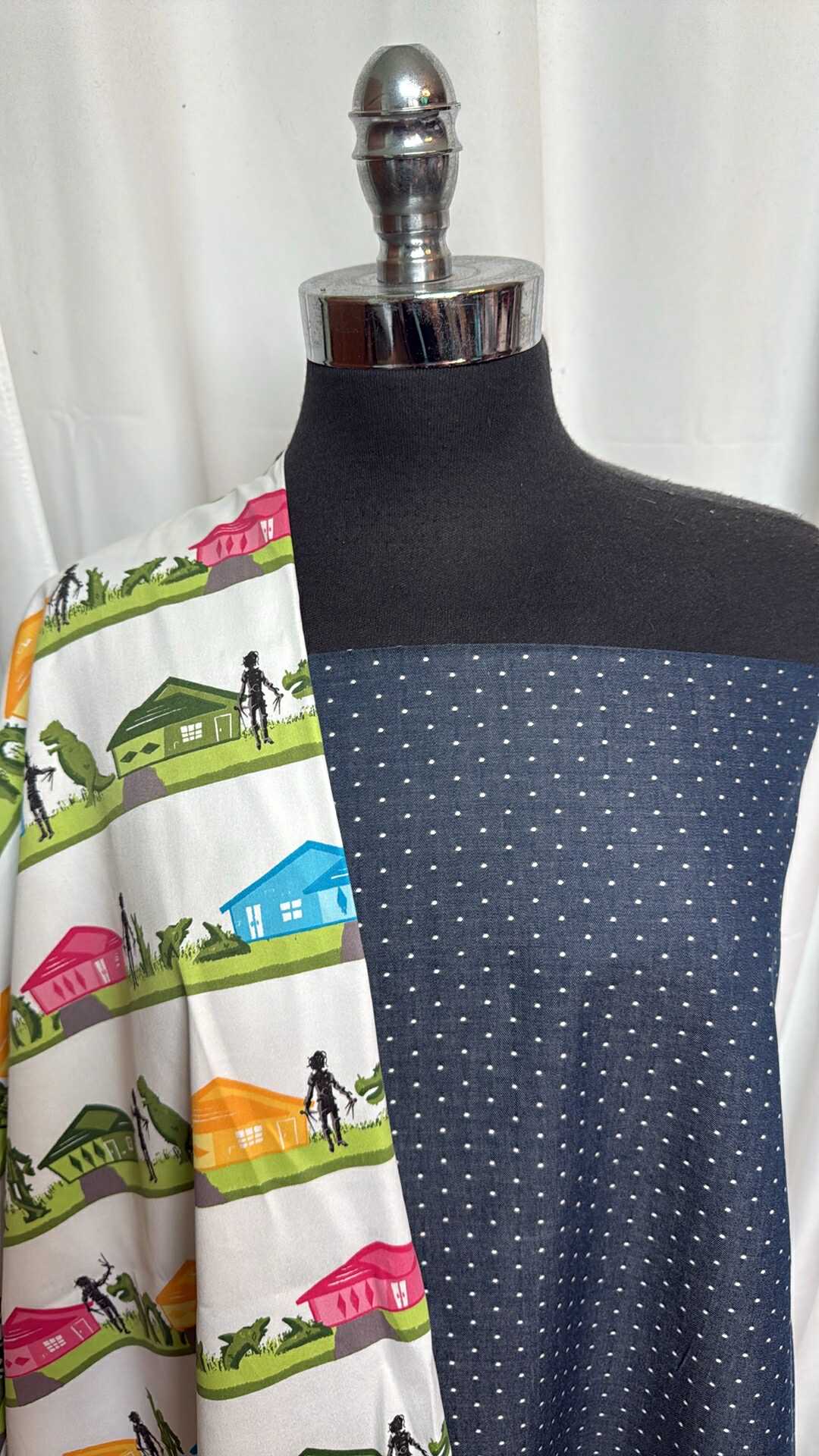 DOTS/SCISSORHANDS BUNDLE : 2YD Dots Chambray & 1.5YD Scissorhands Stripe Cotton Woven : A27929