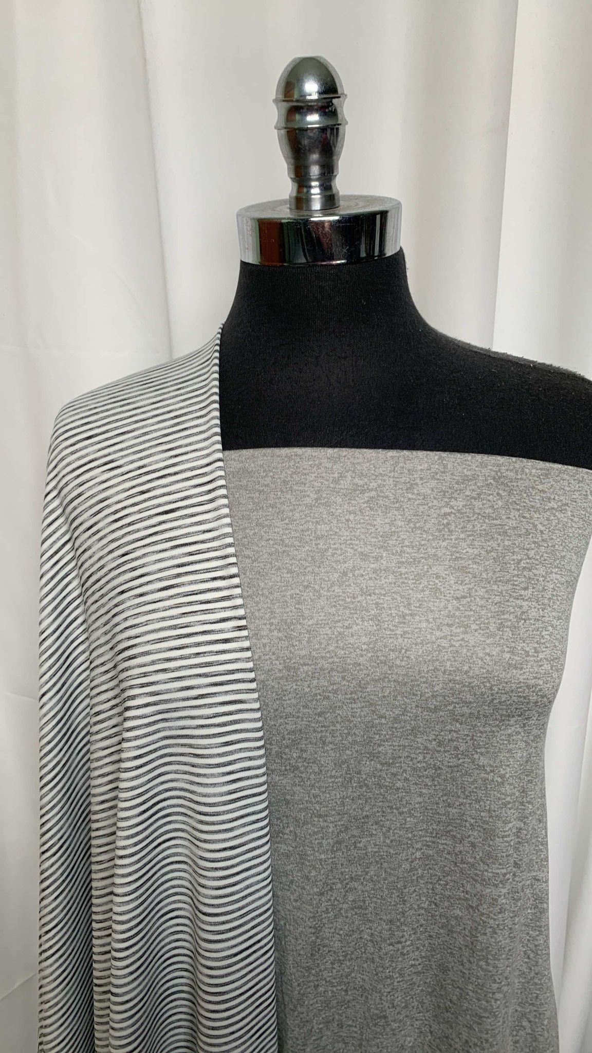 GREY/STRIPE BUNDLE : 1+YD Heather Grey Featherweight PF & 1YD Distressed Stripe Yoga PF : A25662