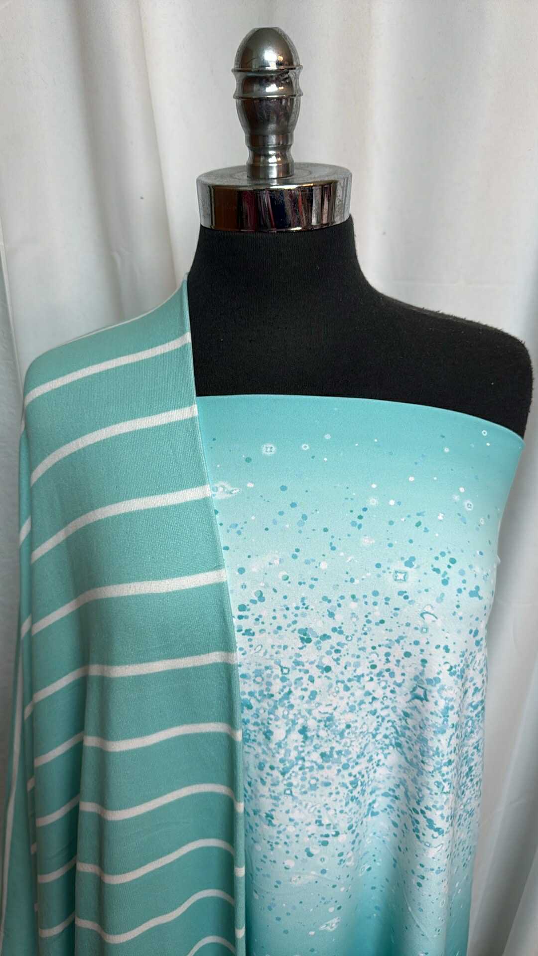 MINT STRIPE/OMBRE BUNDLE : 2YD Ombre Single-Brushed PF (Small flaw...see pic) & 1+YD Mint Stripe Oakley SK : A28507