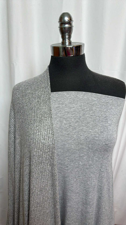 DOUBLE HEATHER GREY BUNDLE : 2YD Heather Grey R/S & 2YD Heather Grey Rib Brushed Hacci SK : A27525