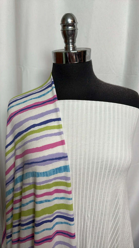 STRIPE/WHITE RIB BUNDLE : 2YD White R/S Rib & 2YD Stripe Oakley SK : A29877
