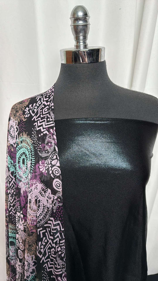 BLACK/ABSTRACT BUNDLE : 2YD Black Foil PF & 2YD Abstract Chiffon : A27201