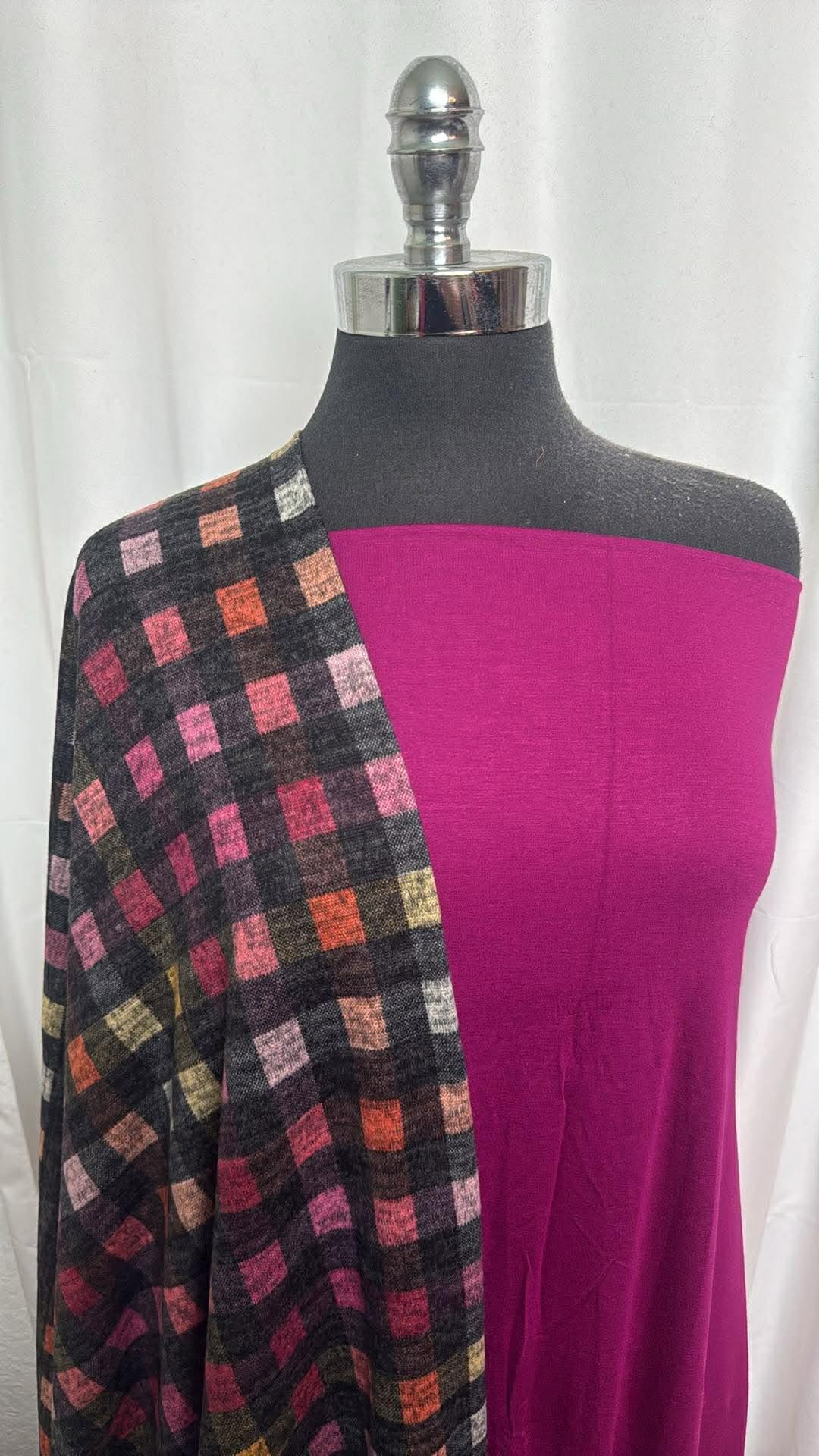 MAGENTA/PLAID BUNDLE : 2YD Magenta R/S & 2YD Plaid Brushed Hacci SK : A30353