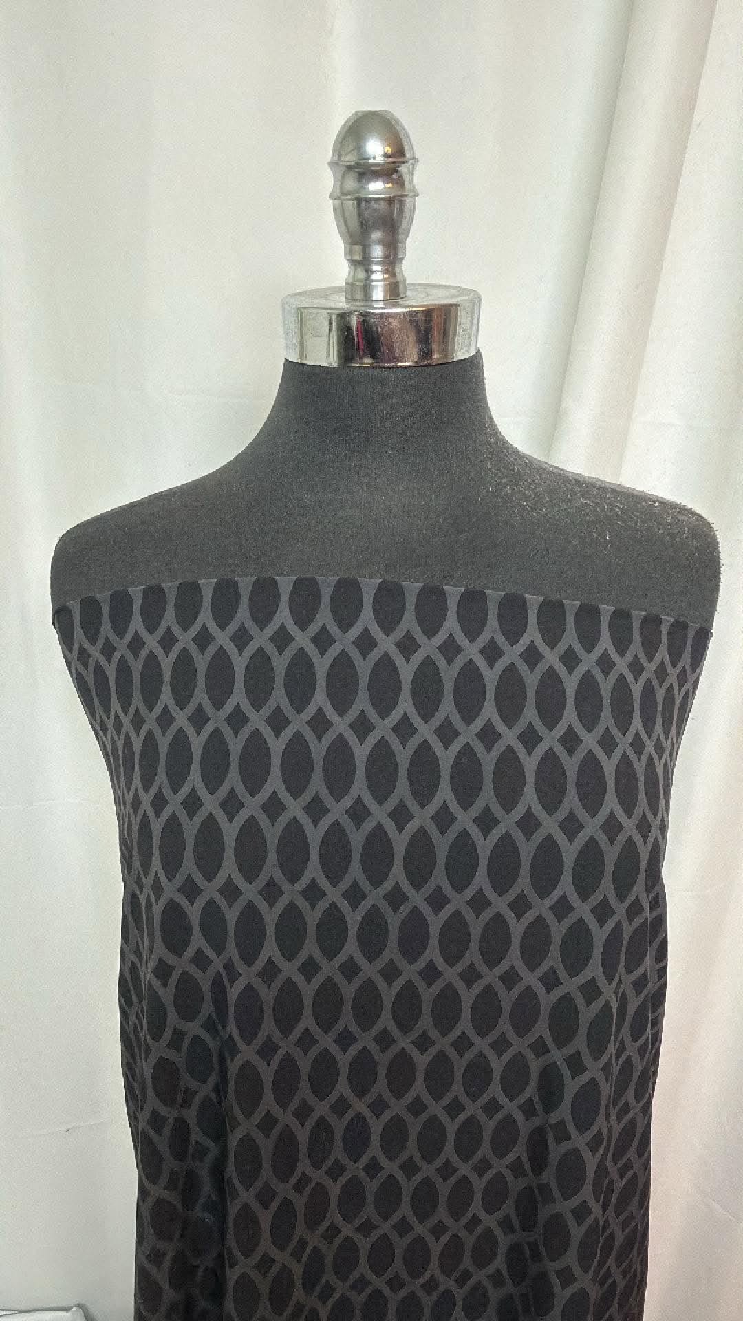 Black/Grey Geo - Microfiber Stretch Woven - 2 Yard Cut