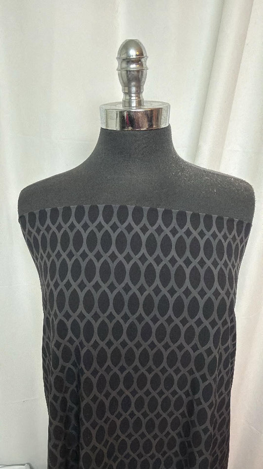Black/Grey Geo - Microfiber Stretch Woven - 2 Yard Cut