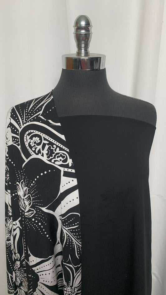 BLACK/WHITE FLORAL BUNDLE : 2YD Black/White Floral N/S & 2YD Black Japanese Ponte : A25862