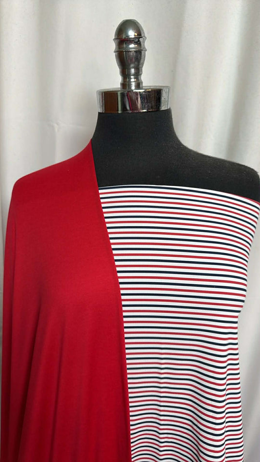 NAVY/RED STRIPE BUNDLE : 2YD Navy/Red Stripe N/S Swim & 2YD Red Featherweight PF : A29779