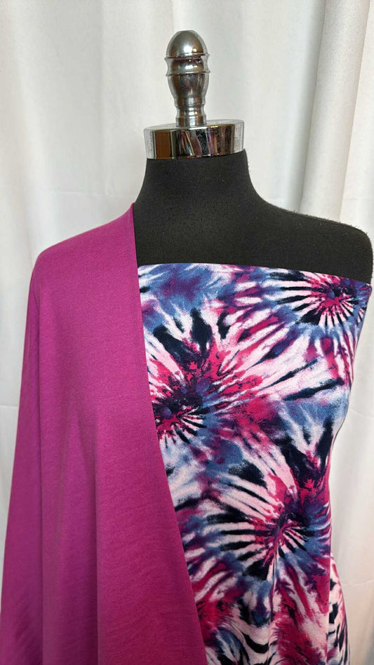 FASHION FUCHSIA/TIE DYE BUNDLE : 1.5YD Fashion Fuchsia Peached PF & 1YD Tie Dye DBP : A28761