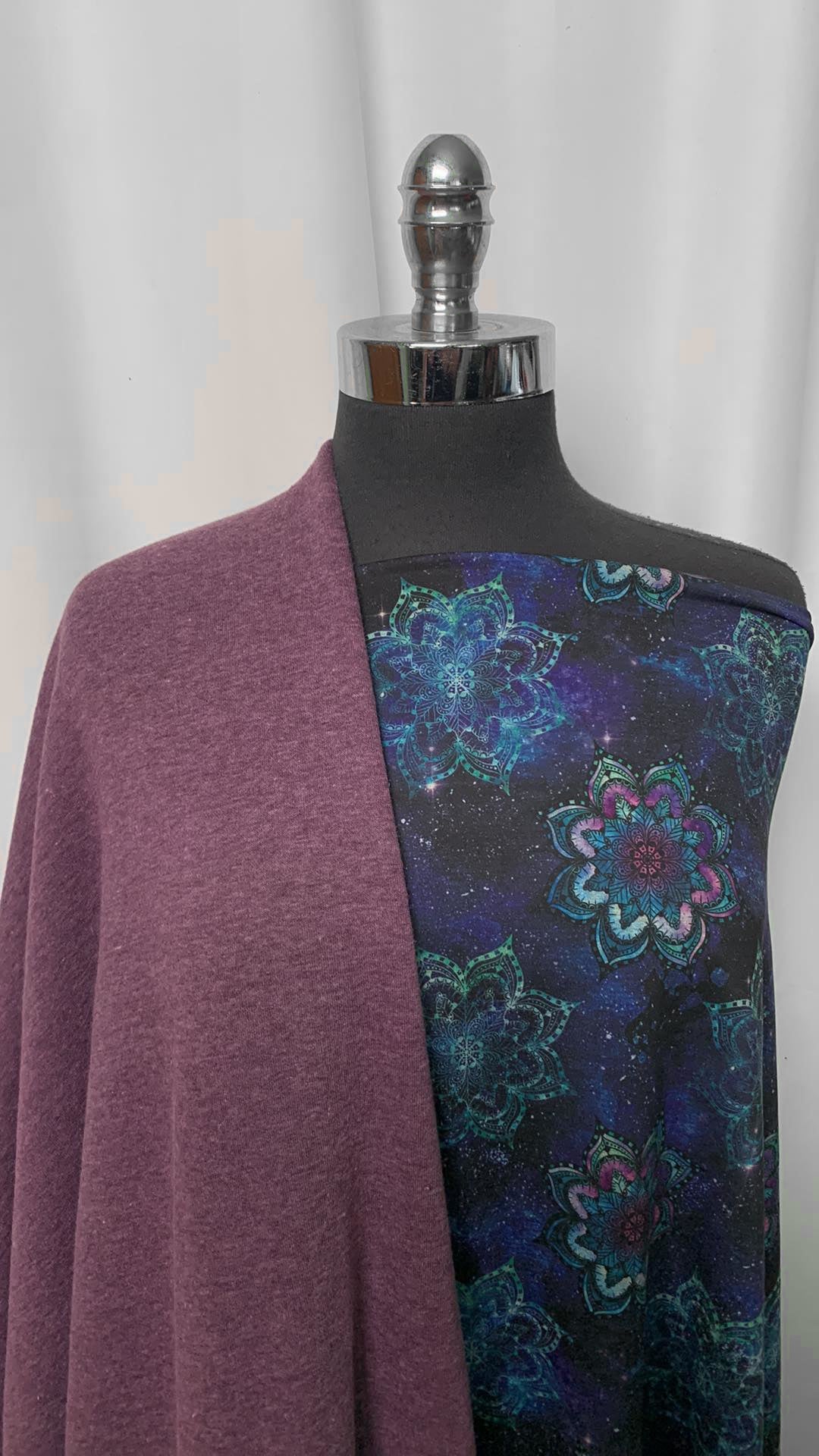 PURPLE/MANDALA BUNDLE : 1.5YD Mandala Galaxy Peached PF & 2YD Purple Triblend Sweatshirt Fleece : A2189