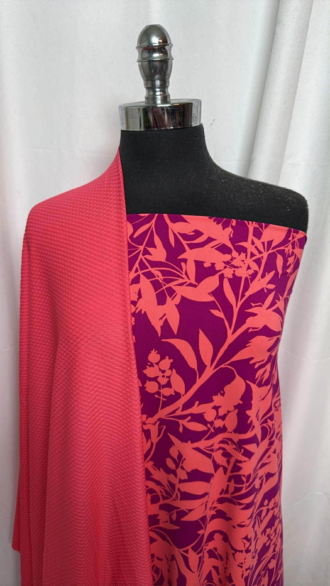 CORAL/FLORAL BUNDLE : 2YD Floral N/S Swim & 1.5YD Coral Textured Top-Weight PF : A30411