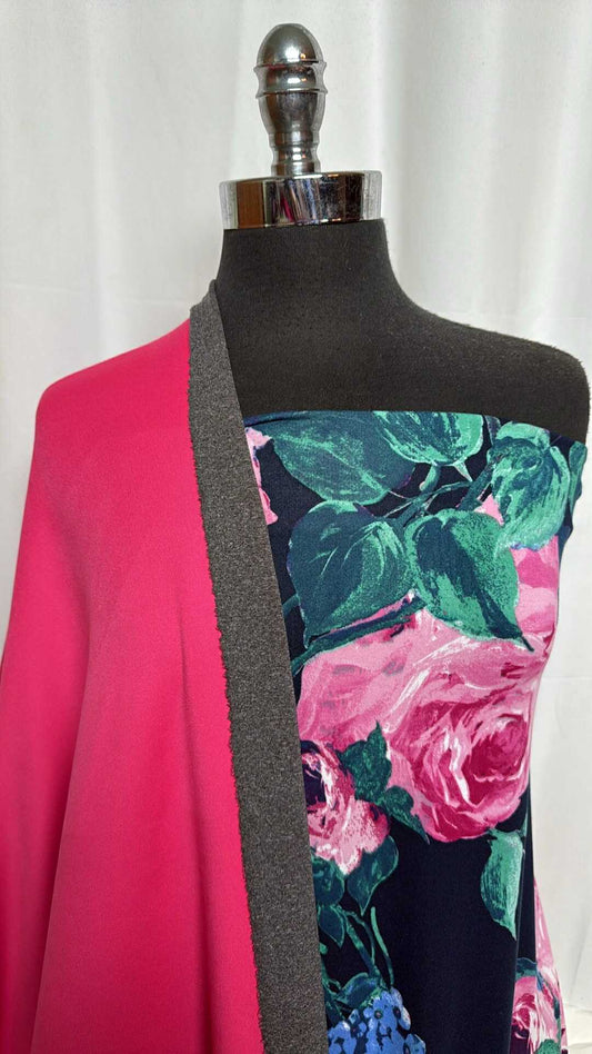 PINK/FLORAL BUNDLE : 1YD Floral DBP & 3YD Pink 2-Faced PF : A29098