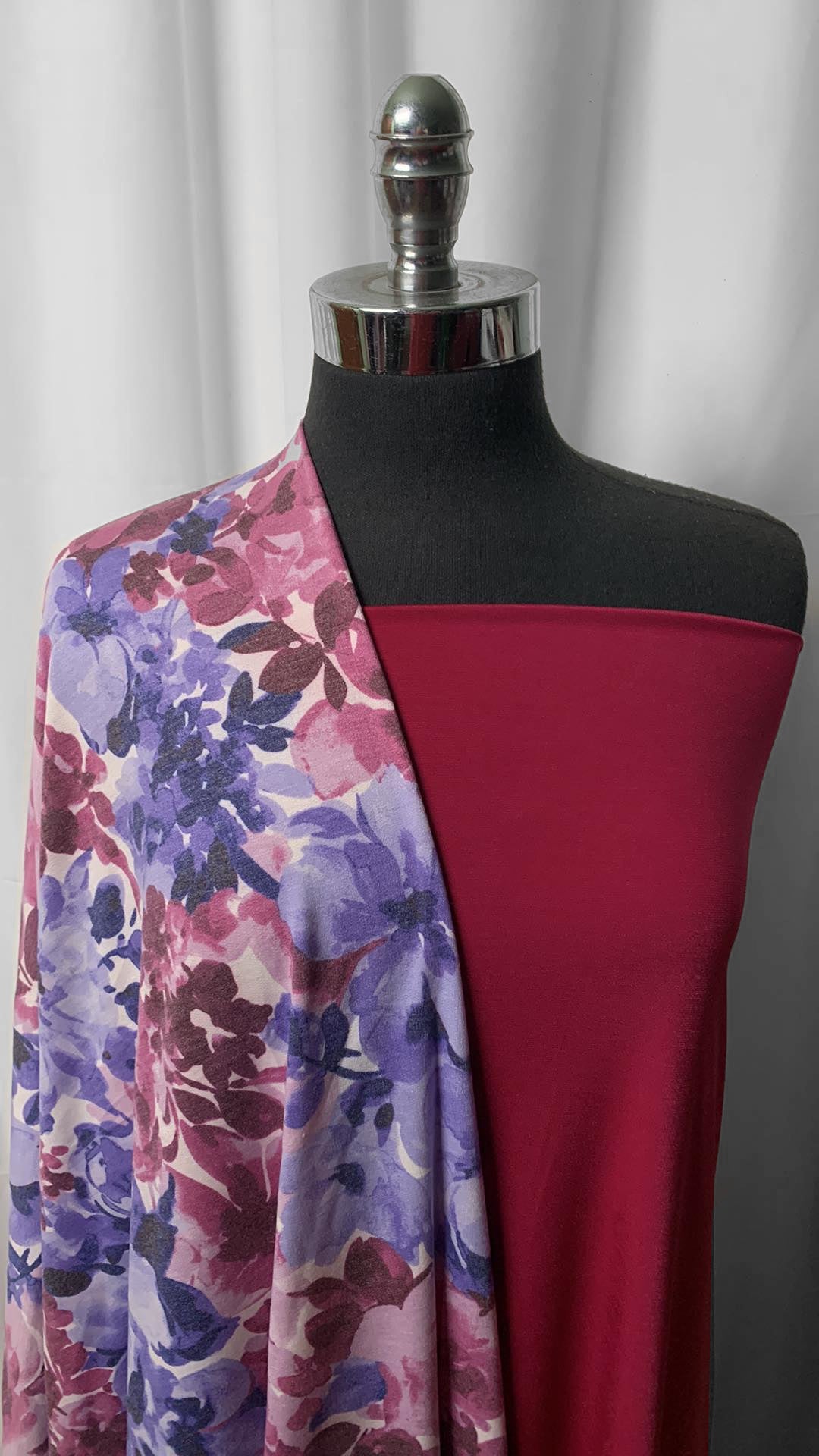 BURGUNDY/PURPLE FLORAL BUNDLE : 2YD Burgundy ITY & 2YD Floral FT : A25026