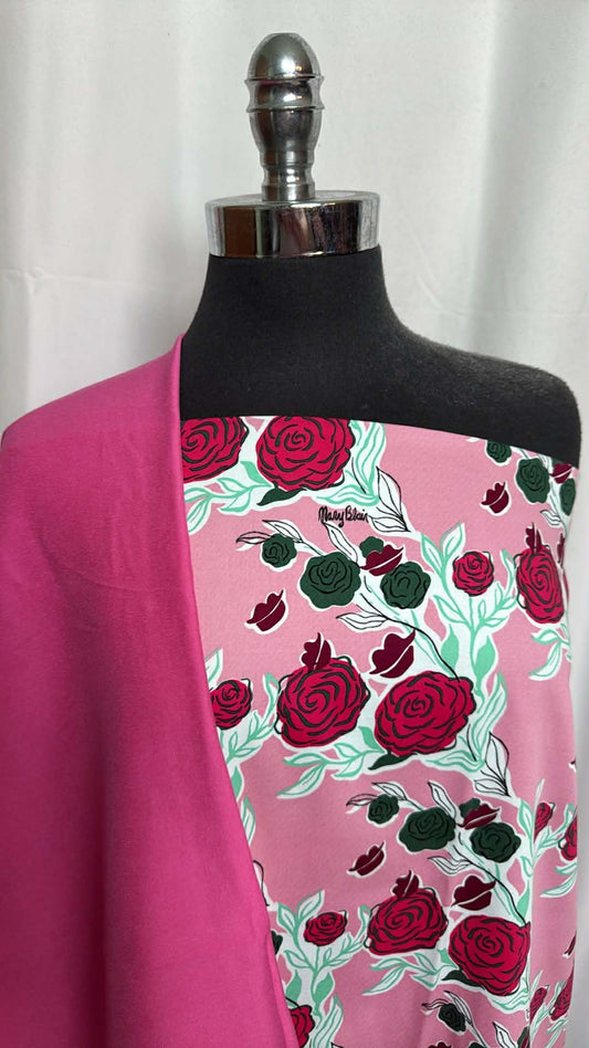 PINK/RED FLORAL BUNDLE : 2YD Pink Millennium & 2YD Pink/Red Floral Poplin : A29663
