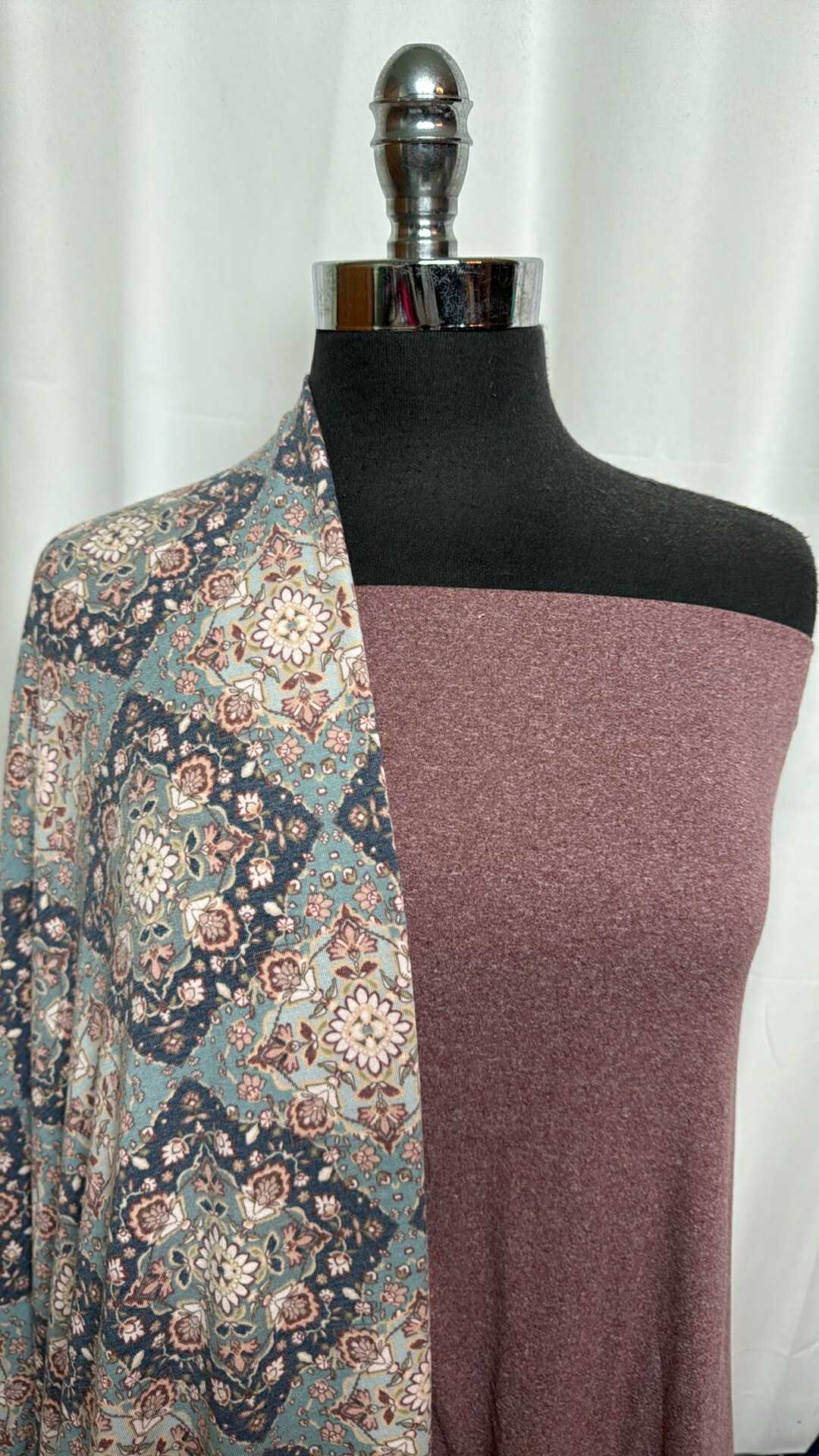 BURGUNDY/FLORAL TILES BUNDLE : 2YD Burgundy 2-Tone DBP & 2YD Floral Tiles PRS FT : A29110
