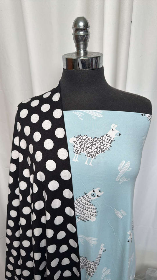 LLAMA/DOT BUNDLE : 2YD Blue Llama DBP & 2YD Black/White Dot C/S : A26175