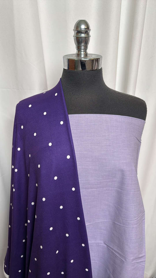 PURPLE DOT BUNDLE : 2YD Purple Chambray & 2YD Purple Dot Oakley SK : A26294