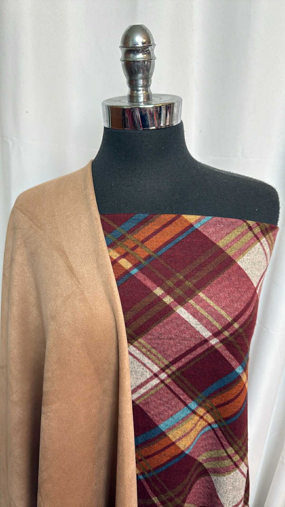 HARVEST PLAID/SUEDE BUNDLE : 2YD Harvest Plaid Brushed Hacci SK & 2YD Suede Scuba : A28508