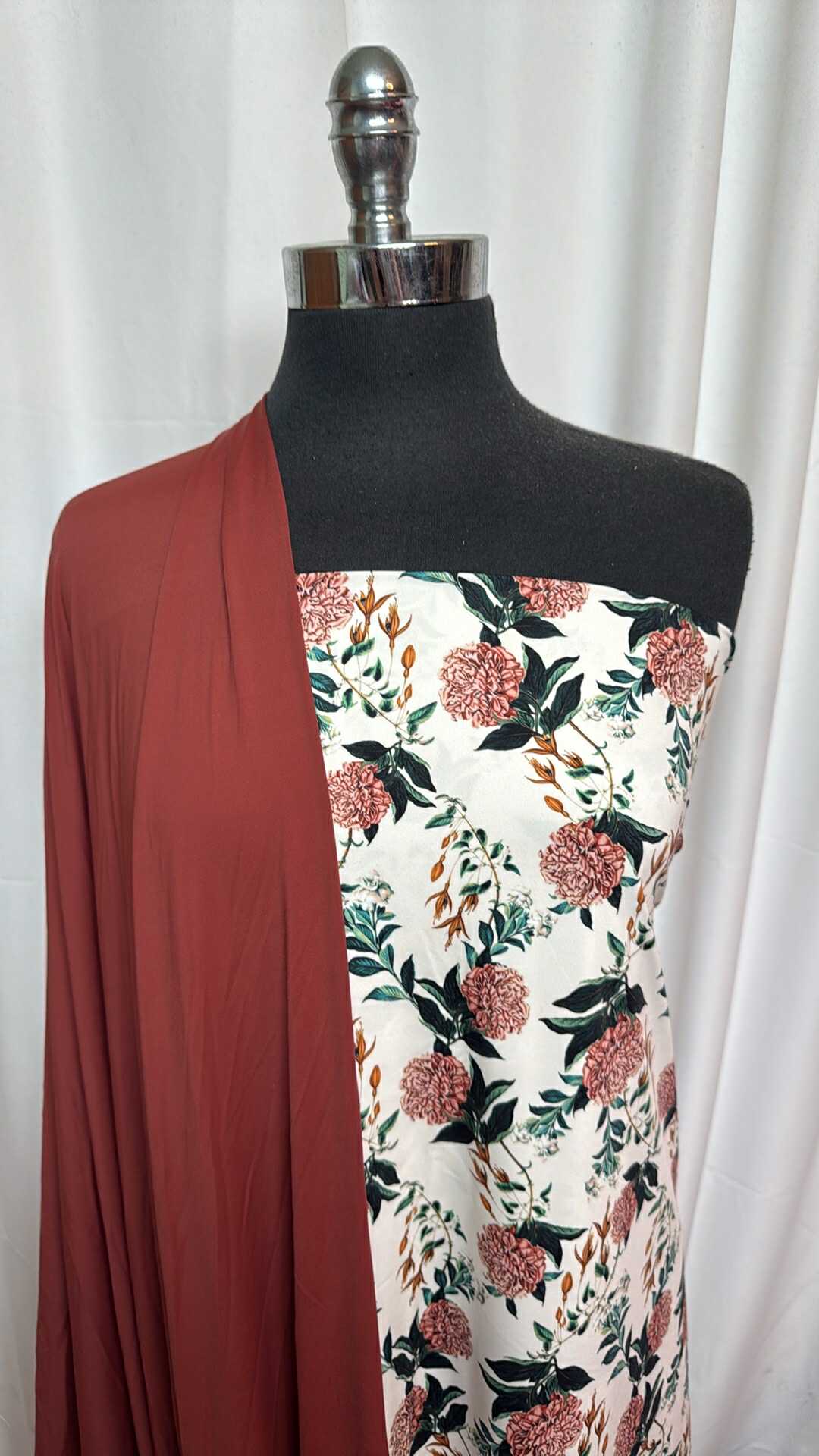 MARSALA/IVORY FLORAL BUNDLE : 2YD Ivory Floral N/S Swim & 2YD Marsala N/S Swim : A27815