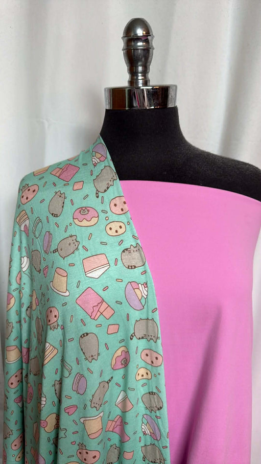 PINK/PUSHEEN CATS BUNDLE : 2YD Pink Peached PF & 2YD Pusheen Cats Modal : A29645