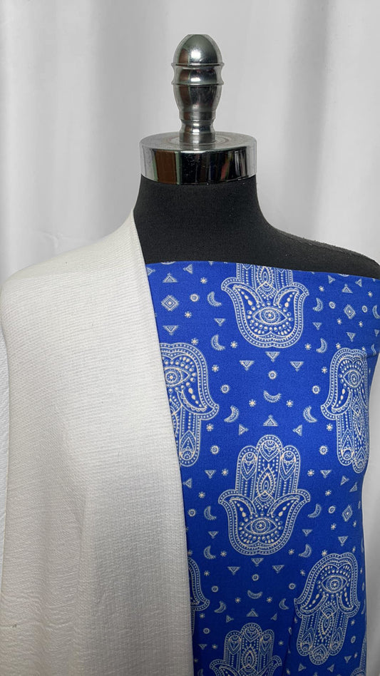 BLUE HAMSA BUNDLE : 2YD Knit Gauze & 2YD Blue Hamsa DBP : A2516