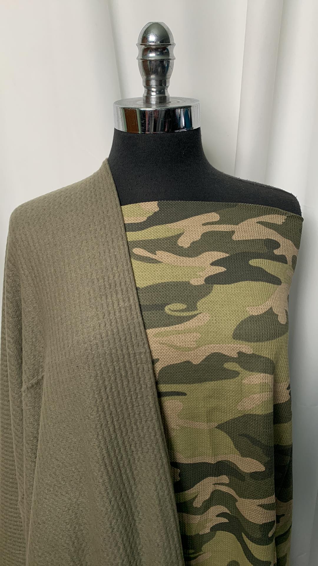 CAMO/WAFFLE BUNDLE : 2YD Camo Cotton Thermal & 2YD Olive Brushed Waffle : A2244