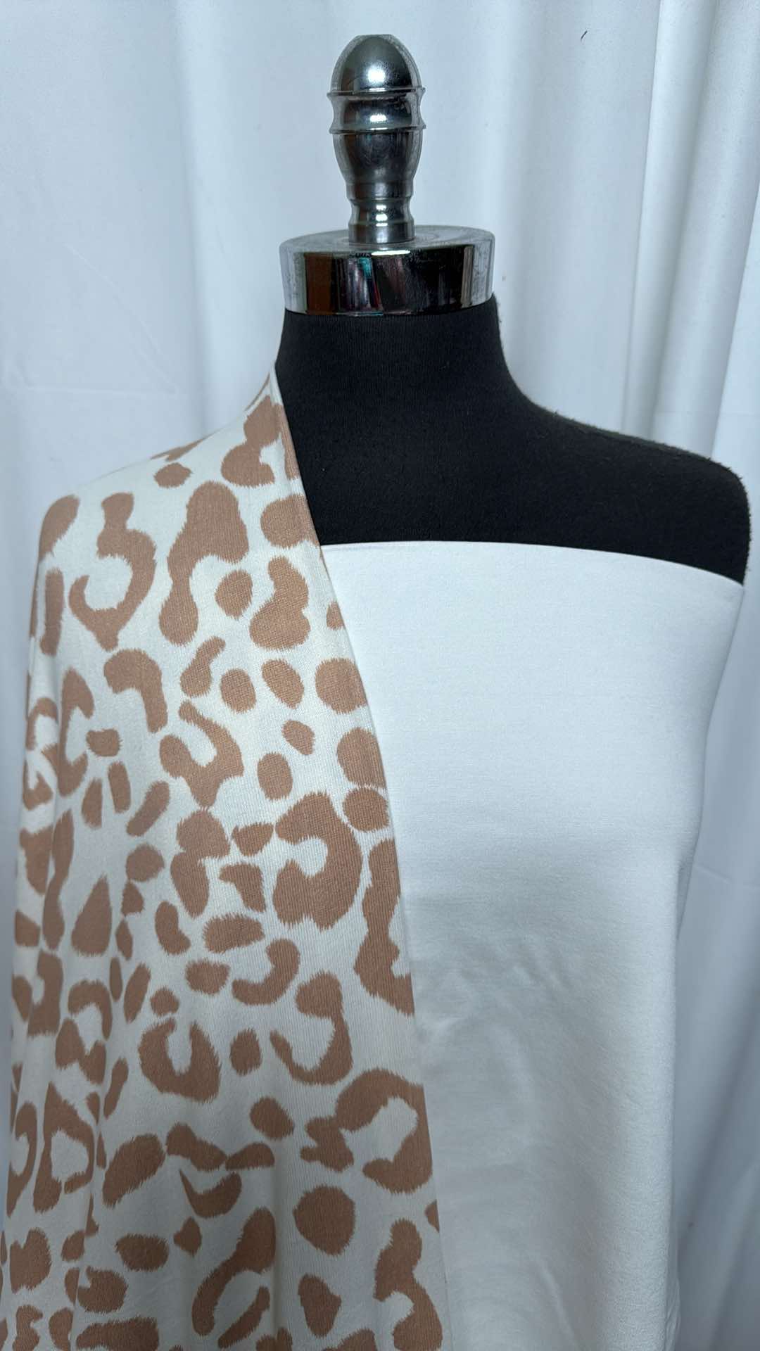 IVORY/TAN LEOPARD BUNDLE : 2YD Ivory Nylon Ponte & 2YD Ivory/Tan Leopard Oakley SK : A27244