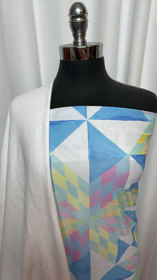 WHITE/GEO TILES BUNDLE : 1YD Geo Tiles N/S Swim & 2YD White Cotton FT : A27489