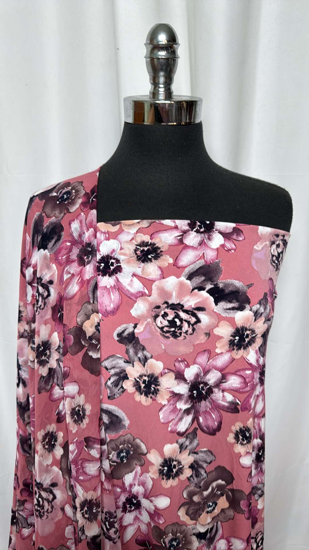 MAUVE FLORAL BUNDLE : 2.5YD Mauve Floral ITY & 4YD Mauve Floral Chiffon : A26798